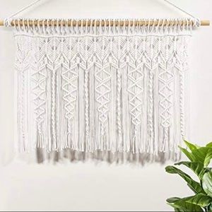 White Lush Decor Boho Macrame’ Textured Cotton Valance 40” x 30”